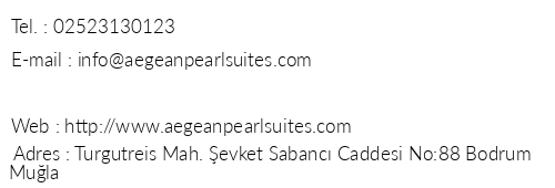Aegean Pearl Suites telefon numaralar, faks, e-mail, posta adresi ve iletiim bilgileri